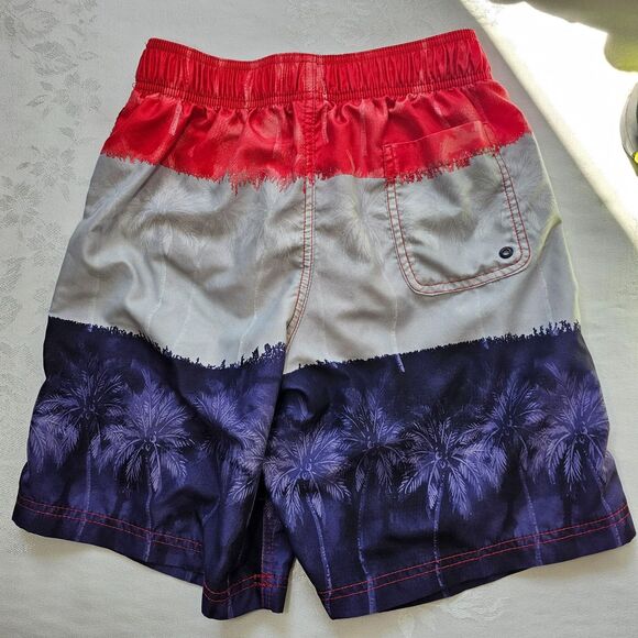 Speedo Boy's Shorts for Swim and Play - Red Gray & Purple w Palm Trees sz XL - Picture 2 of 7